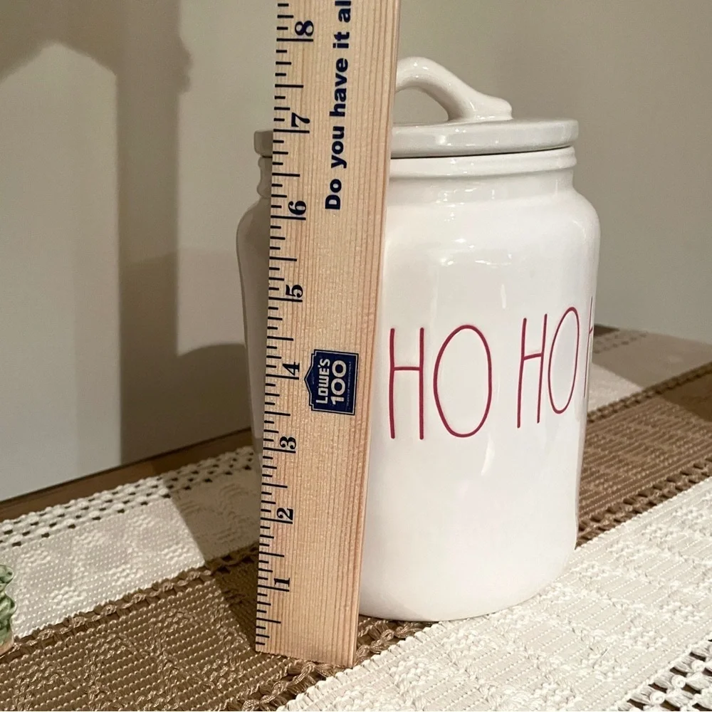 Rae Dunn White and Red Food Storage Canister HO HO HO Holiday